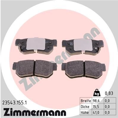 ZIMMERMANN 23543.155.1: Piduriklotsid Foto vastab tarnekomplektile