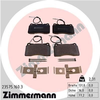 ZIMMERMANN 23575.160.3: Plăcuțe de frână cu acceasorii