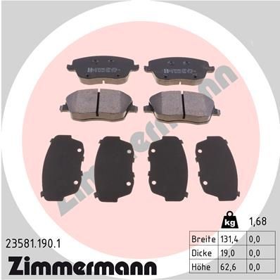 ZIMMERMANN 23581.190.1: Plăcuțe de frână Fotografia corespunde volumului livrării
