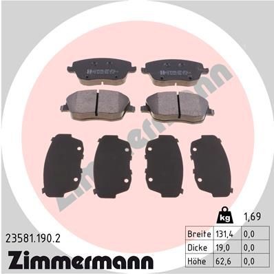 ZIMMERMANN 23581.190.2: Plăcuțe de frână Fotografia corespunde volumului livrării