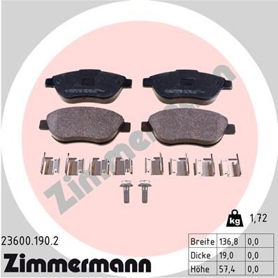 ZIMMERMANN 23600.190.2: Piduriklotsid Foto vastab tarnekomplektile, koos vedruga, koos kruvidega