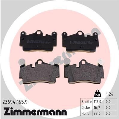 ZIMMERMANN 23694.165.9: Plăcuțe de frână pb:z Fotografia corespunde volumului livrării