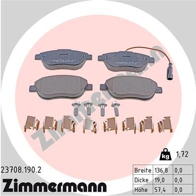 ZIMMERMANN 23708.190.2: Stabdžių kaladėlės Nuotrauka atitinka pristatytą prekę, su spyruokle, su varžtais
