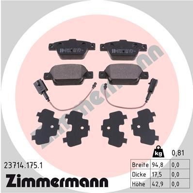 ZIMMERMANN 23714.175.1: Plaquettes de frein La photo correspond au contenu de la livraison