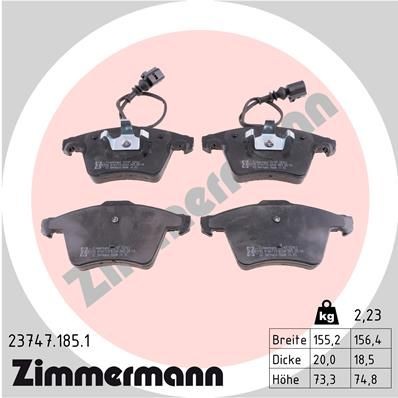 ZIMMERMANN 23747.185.1: Piduriklotsid Foto vastab tarnekomplektile