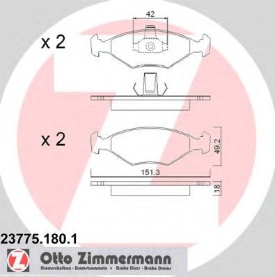 ZIMMERMANN 23775.180.1: Plăcuțe de frână