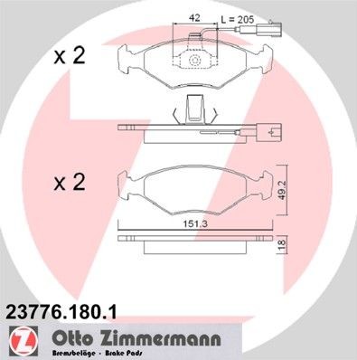 ZIMMERMANN 23776.180.1: Piduriklotsid Foto vastab tarnekomplektile