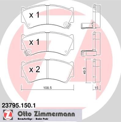 ZIMMERMANN 23795.150.1: Plăcuțe de frână