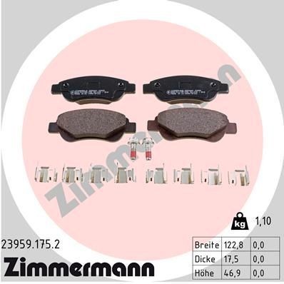 ZIMMERMANN 23959.175.2: Kit pastiglie freni La foto corrisponde al volume di fornitura, con molla, con bulloni/viti