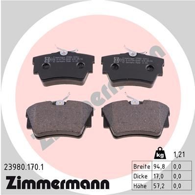 ZIMMERMANN 23980.170.1: Plăcuțe de frână Fotografia corespunde volumului livrării