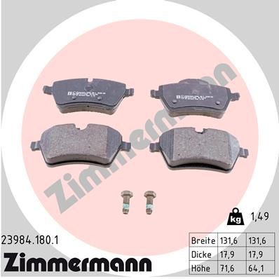 ZIMMERMANN 23984.180.1: Bromsbelägg Fotot motsvarar leveransomfattningen, med skruvar