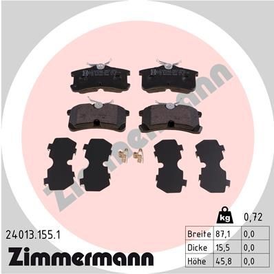 ZIMMERMANN 24013.155.1: Stabdžių kaladėlės Nuotrauka atitinka pristatytą prekę