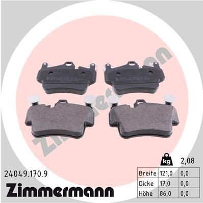 ZIMMERMANN 24049.170.9: Plăcuțe de frână pb:z Fotografia corespunde volumului livrării