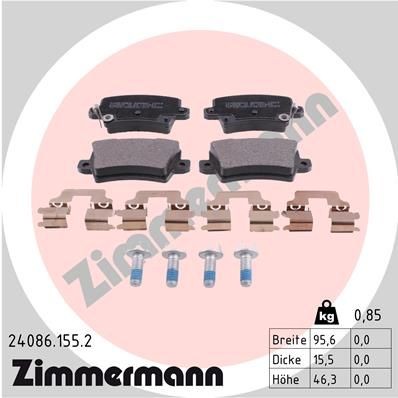 ZIMMERMANN 24086.155.2: Plăcuțe de frână Fotografia corespunde volumului livrării, cu arc, cu suruburi
