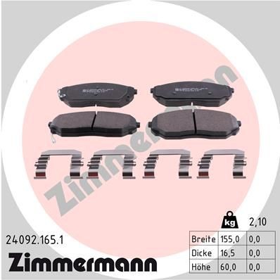 ZIMMERMANN 24092.165.1: Plăcuțe de frână Fotografia corespunde volumului livrării