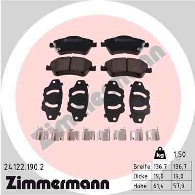ZIMMERMANN 24122.190.2: Plăcuțe de frână Fotografia corespunde volumului livrării, cu arc