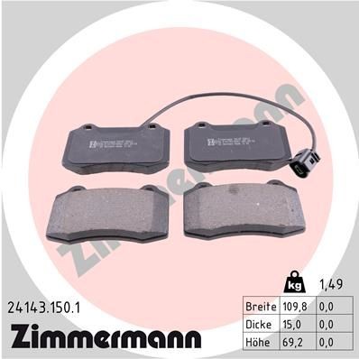 ZIMMERMANN 24143.150.1: Plăcuțe de frână Fotografia corespunde volumului livrării