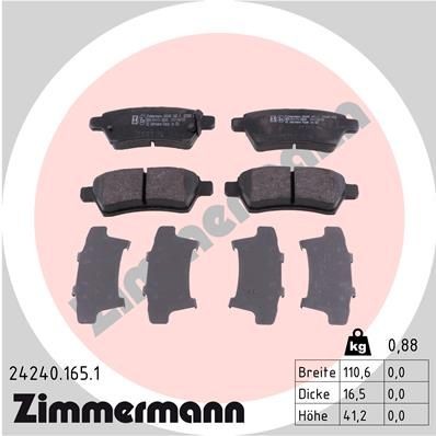 ZIMMERMANN 24240.165.1: Plăcuțe de frână Fotografia corespunde volumului livrării