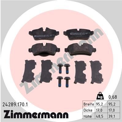 ZIMMERMANN 24289.170.1: Bromsbelägg Fotot motsvarar leveransomfattningen, utan tillbehör, med skruvar