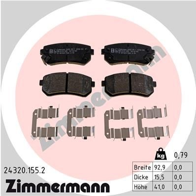 ZIMMERMANN 24320.155.2: Plăcuțe de frână Fotografia corespunde volumului livrării, cu arc