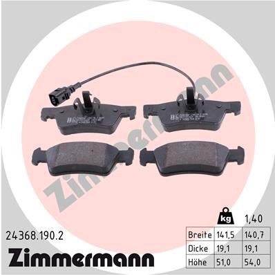 ZIMMERMANN 24368.190.2: Plăcuțe de frână Fotografia corespunde volumului livrării