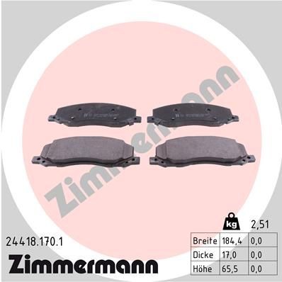 ZIMMERMANN 24418.170.1: Plăcuțe de frână Fotografia corespunde volumului livrării