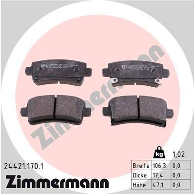 ZIMMERMANN 24421.170.1: Juego de pastillas de freno Foto correspondiente a la entrega
