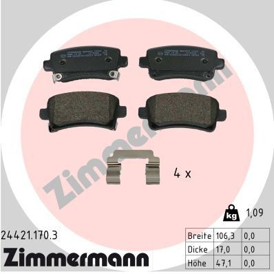 ZIMMERMANN 24421.170.3: Plaquettes de frein La photo correspond au contenu de la livraison, avec plaque de glissement