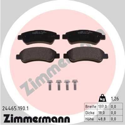 ZIMMERMANN 24465.190.1: Kit pastiglie freni La foto corrisponde al volume di fornitura, con bulloni/viti