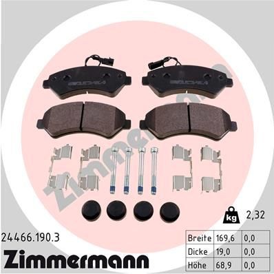 ZIMMERMANN 24466.190.3: Plăcuțe de frână Fotografia corespunde volumului livrării, cu arc, cu suruburi