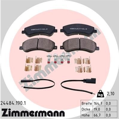 ZIMMERMANN 24484.190.1: Plăcuțe de frână Fotografia corespunde volumului livrării, cu tablă de alunecare, cu suruburi