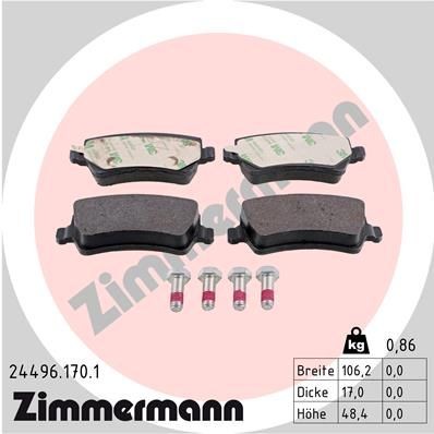 ZIMMERMANN 24496.170.1: Plăcuțe de frână Fotografia corespunde volumului livrării