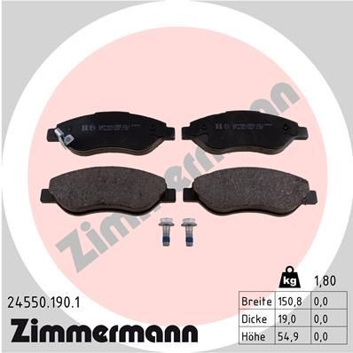 ZIMMERMANN 24550.190.1: Plăcuțe de frână Fotografia corespunde volumului livrării, cu suruburi