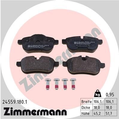 ZIMMERMANN 24559.180.1: Juego de pastillas de freno Foto correspondiente a la entrega, con tornillos