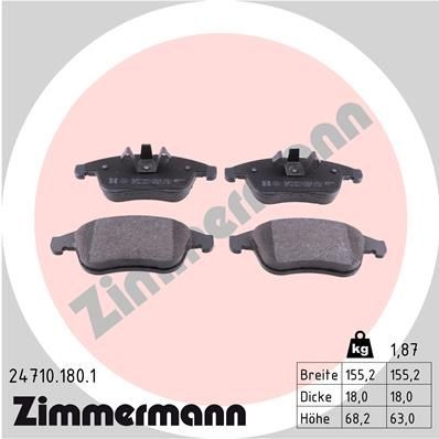 ZIMMERMANN 24710.180.1: Plăcuțe de frână Fotografia corespunde volumului livrării