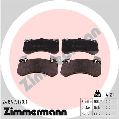 ZIMMERMANN 24847.170.1: Plăcuțe de frână Fotografia corespunde volumului livrării