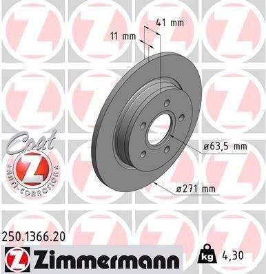 ZIMMERMANN 250.1366.20: Piduriketas Ø: 271mm, täis, Ø: 271mm, kaetud COAT Z