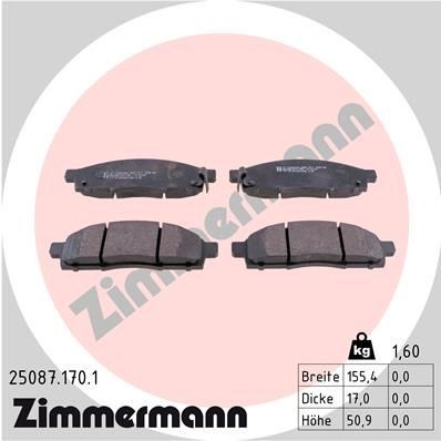 ZIMMERMANN 25087.170.1: Plăcuțe de frână Fotografia corespunde volumului livrării