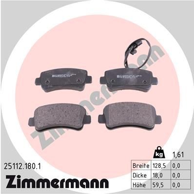 ZIMMERMANN 25112.180.1: Stabdžių kaladėlės Nuotrauka atitinka pristatytą prekę