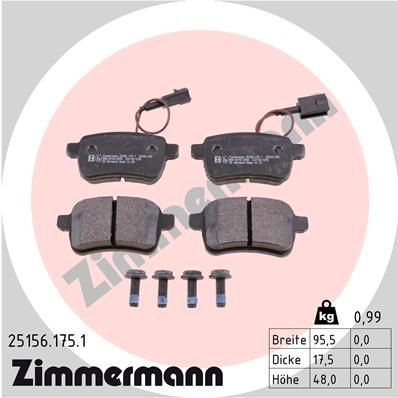 ZIMMERMANN 25156.175.1: Plăcuțe de frână Fotografia corespunde volumului livrării