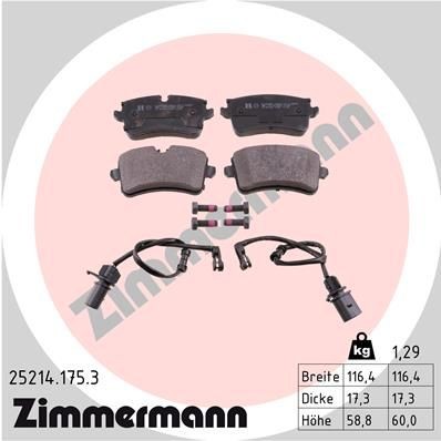 ZIMMERMANN 25214.175.3: Plăcuțe de frână Fotografia corespunde volumului livrării, cu suruburi