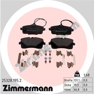 ZIMMERMANN 25328.195.2 Bremsbeläge Foto entspricht Lieferumfang, mit Feder, mit Schrauben