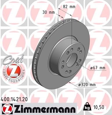 ZIMMERMANN 400.1421.20: Piduriketas Ø: 320mm, sisemine õhutus, Ø: 320mm, kaetud COAT Z