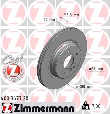 ZIMMERMANN 400.3677.20: Piduriketas Ø: 300mm, sisemine õhutus, Ø: 300mm, kaetud COAT Z