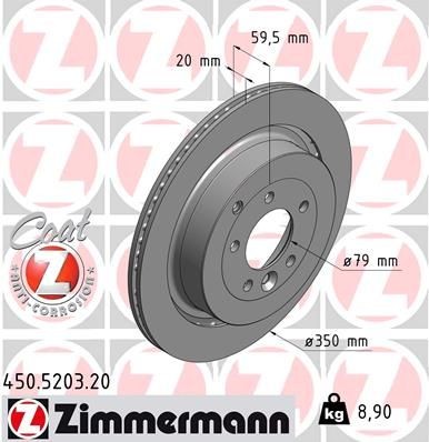 ZIMMERMANN 450.5203.20: Disc de frână Ř: 350mm, ventilat exterior, Ř: 350mm, acoperit (cu un strat protector) COAT Z
