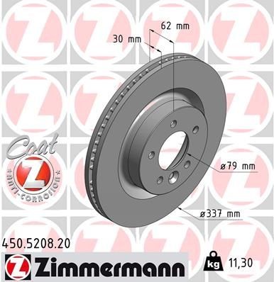 ZIMMERMANN 450.5208.20: Disc de frână Ř: 337mm, ventilat interior, Ř: 337mm, acoperit (cu un strat protector) COAT Z