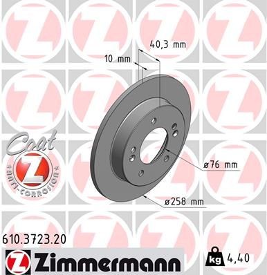 ZIMMERMANN 610.3723.20: Piduriketas Ø: 280mm, täis, Ø: 280mm, kaetud COAT Z