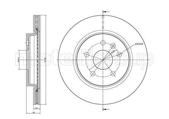CIFAM 800-1009C: Piduriketas Ø: 315,0mm, õhutusega, Ø: 315,0mm, värvitud