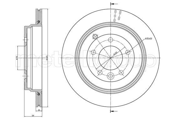 CIFAM 800-1019C: Piduriketas Ø: 325,0mm, õhutusega, Ø: 325,0mm, värvitud
