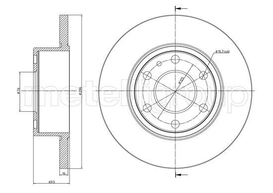 CIFAM 800-1038C: Piduriketas Ø: 296,0mm, täis, Ø: 296,0mm, värvitud